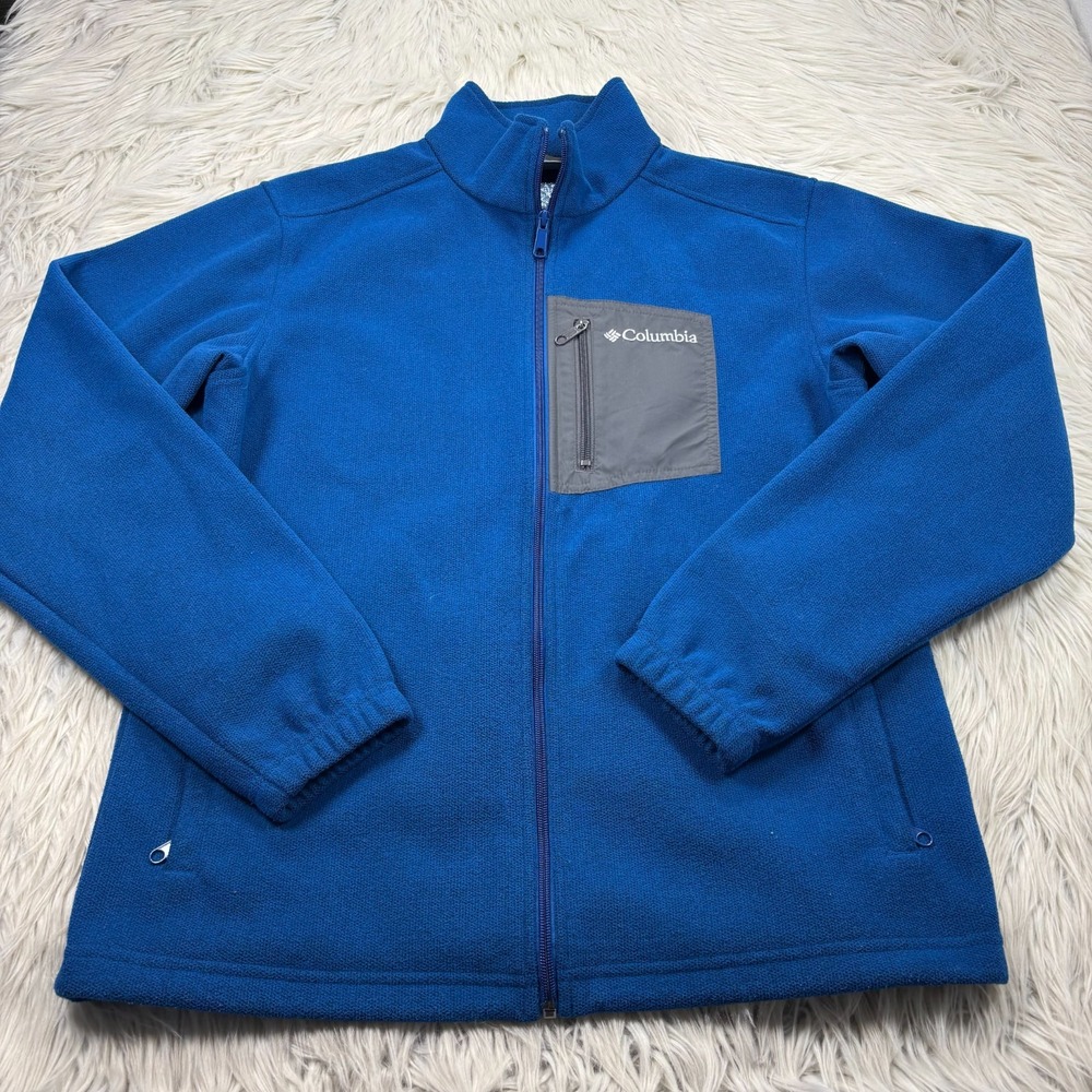 Columbia Men's M Blue Hot Dots II Full Zip Jacket Omni-Heat Insulated